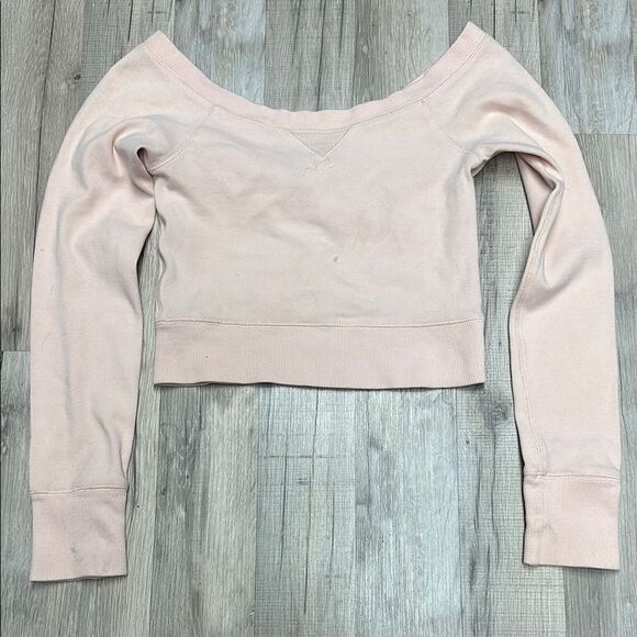 Blush Pink Off-Shoulder Sweatshirt - Picture 1 of 2